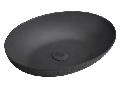 Sapho Formigo betonové umyvadlo na desku 60 x 40 cm bez otvoru pro baterii bez přepadu antracit FG216