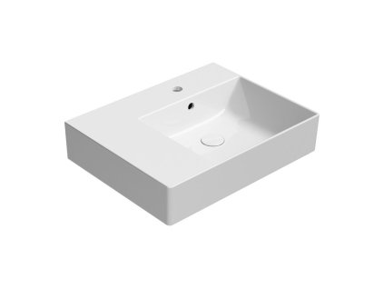 GSI Kube X umyvadlo 60 x 47 cm s otvorem pro baterii s přepadem odkládací plocha vlevo keramické bílá Extra Glaze 9439111
