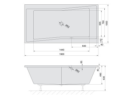 Polysan Quest vana obdélníková 190 x 100 cm akrylátová bílá 78531