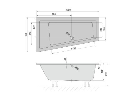 Polysan Andra L asymetrická vana 160 x 90 cm levá akrylátová bílá 81521