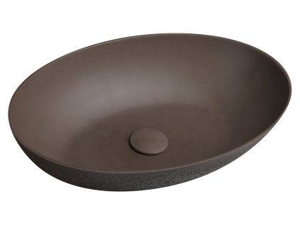 Sapho Formigo umyvadlo na desku 60 x 40 cm bez otvoru pro baterii bez přepadu betonové tmavě hnědá FG215