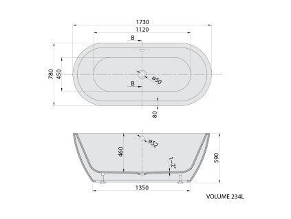 Polysan Samira vana volně stojící 173 x 78 cm akrylátová bílá 68648