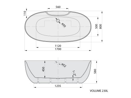 Polysan Rana vana volně stojící 170 x 80 cm akrylátová bílá 68638