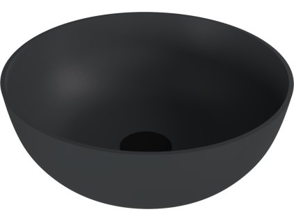 Polysan Banera Round umyvadlo na desku 39 cm bez otvoru pro baterii bez přepadu litý mramor antracit mat 14337.51