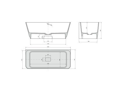 Polysan Skylla vana nástěnná stojící 169 x 75 cm litý mramor bílá šedá mat 72430.32