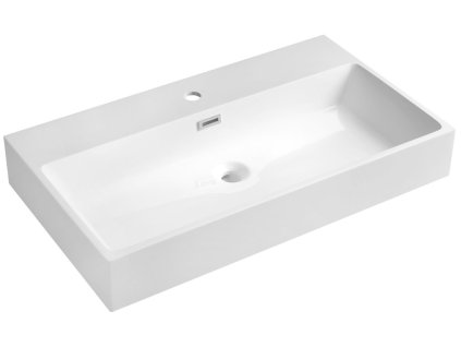 Sapho Aquatic umyvadlo 80 x 46 cm s otvorem pro baterii s přepadem litý mramor bílá AT080