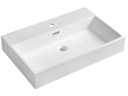 Sapho Aquatic umyvadlo 70 x 46 cm s otvorem pro baterii s přepadem litý mramor bílá AT070