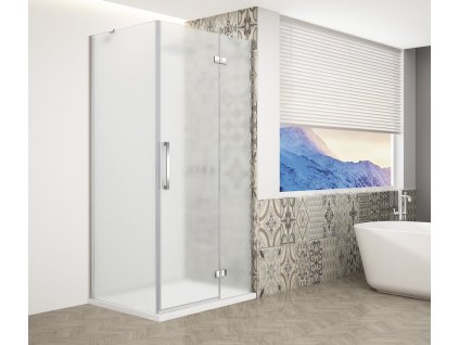 Gelco Trinity Chrom čtvercový sprchový kout 80 x 80 x 200 cm otevírací pravá aluchrom sklo matné GT5680-80MR-CH