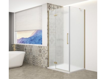 Gelco Trinity Gold Matt čtvercový sprchový kout 80 x 80 x 200 cm otevírací levá zlatá sklo matné GT5680-80ML-G