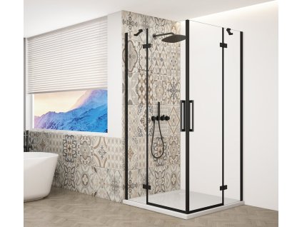 Gelco Trinity Black čtvercový sprchový kout 100 x 100 x 200 cm otevírací černá sklo čiré GT2210-10C-B