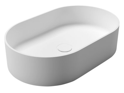 Sapho Thin umyvadlo na desku 55 x 35 cm bez otvoru pro baterii bez přepadu Rockstone bílá mat WN205