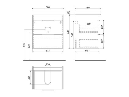 Bruckner Neron koupelnová skříňka s keramickým umyvadlem 60 x 48 cm bílá 501.117.0