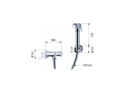 Bruckner Tempor nástěnný tlačný ventil s bidetovou sprškou chrom 937.040.1