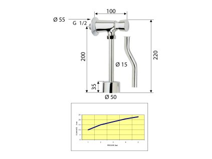 Bruckner Tempor nástěnná baterie na studenou vodu s tlačným ventilem pro urinál chrom 937.751.1