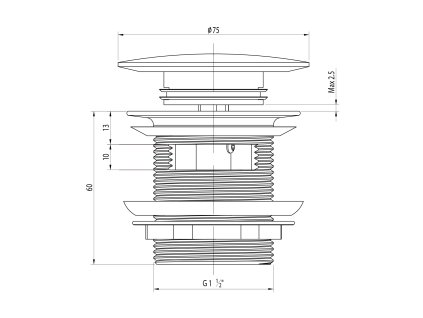 Polysan vanová výpust 6/4 click-clack rockstone bílá matná 72195