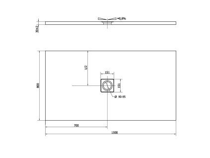 Polysan Flexia sprchová vanička 150 x 80 cm s možností úpravy rozměru litý mramor antracit matná 72901.51