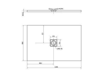 Polysan Flexia sprchová vanička 120 x 80 cm s možností úpravy rozměru litý mramor antracit matná 77922.51