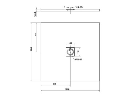 Polysan Flexia sprchová vanička 100 x 100 cm s možností úpravy rozměru litý mramor béžová matná 71552.81