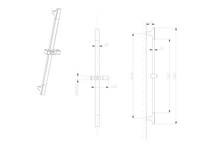 Sapho sprchová tyč posuvný držák 680 mm nerez chrom 1206-09