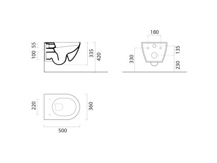 GSI Pura závěsná wc mísa Swirlflush 36 x 50 cm keramika cenere dual-mat šedá 881617