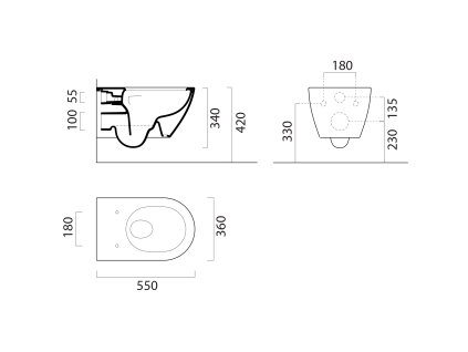 GSI Pura Eco závěsná wc mísa Swirlflush 36x55cm keramika černá mat 880726