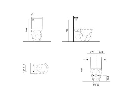 GSI Pura keramická nádržka k wc kombi bílá Extra Glaze 868111