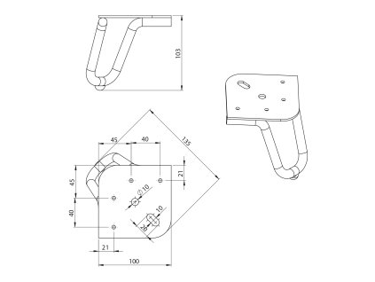 Aqualine nábytková nožička výška 103 mm černá mat 30320