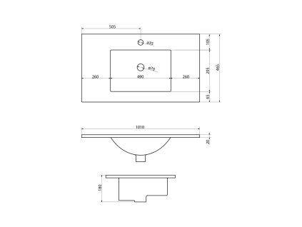 Sapho Slim keramické umyvadlo 100 x 46 cm nábytkové s otvorem pro baterii bílá 1601-100