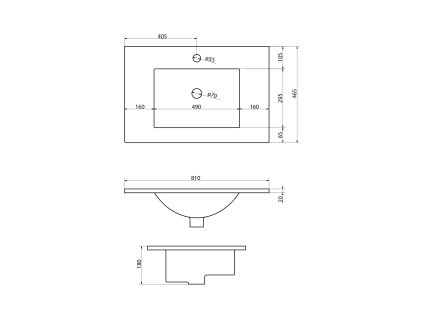 Sapho Slim keramické umyvadlo 80 x 46 cm nábytkové s otvorem pro baterii bílá 1601-80