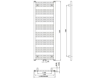Bruckner Albrecht otopné těleso 400 x 1250 mm středové připojení chrom 600.112.1