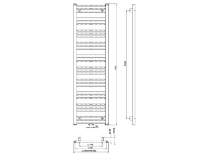 Bruckner Albrecht otopné těleso 400 x 1570 mm středové připojení chrom 600.113.1