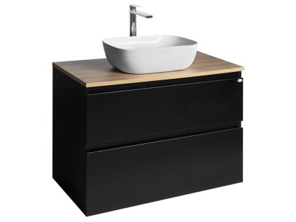 Aqualine Altair koupelnová skříňka 87,5 x 61,8 x 45,7 cm pod umyvadlo s deskou 87,5 cm černá mat dub emporio AI690-01