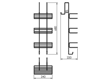 Gedy Chrom Line koupelnová police do sprchy závěsná 240 x 680 x 220 mm chrom 2486