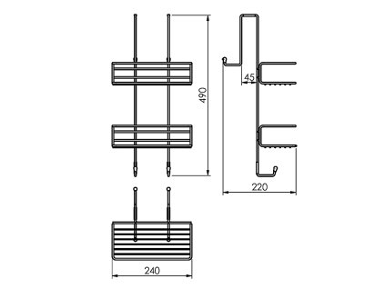 Gedy Chrom Line koupelnová police do sprchy závěsná 240 x 490 x 220 mm černá matná 248514