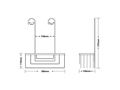 Gedy Smart police do sprchy závěsná 220 x 490 x 240 mm nerez černá mat 248914