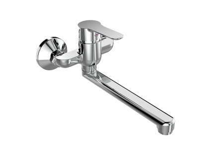 Mereo Zuna dřezová nástěnná baterie 100 mm s ramínkem plochým rovným 300 mm chrom CB302A06Z