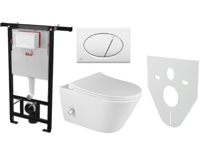 Alcaplast AM102/1120 Jádromodul komplet do bytových jader se závěsným WC RIMLESS Sapho AVVA 100315 s integrovanou baterií a bidetovou sprškou