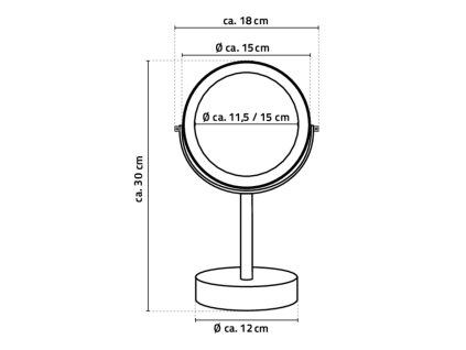 Ridder Daisy kosmetické zrcátko na postavení LED 150 mm oboustranné černá 03111010