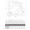 Roth HAWAII-P 900 čtvrtkruhová sprchová vanička 90 x 90 x 17 cm 8000025 akrylátová  z koextrudované skořepiny s PU nosičem