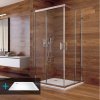 Mereo Lima sprchový set obdélník 100x80 cm sklo Čiré vanička z litého mramoru ALU chrom CK82413KM