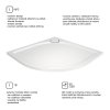 Mereo čtvrtkruhová sprchová vanička s oblým krytem sif. 90x90x3 cm vč. sif bez nožiček litý mramor bílá CV05CS