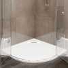 Mereo čtvrtkruhová sprchová vanička s oblým krytem sif. 90x90x3 cm vč. sif bez nožiček litý mramor bílá CV05CS