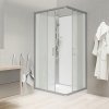 Mereo sprchový box čtvercový 90 cm zadní stěny bílé litá vanička bez stříšky sklo Point ALU satin CK34122KMW