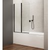 Aqualine WILA vanová zástěna 900 x 1400 mm skládací  černá čiré sklo AQ5742B