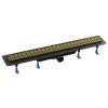 Poylsan Klaver Gold sprchový podlahový žlab 910 x 122 x 65 mm s nerezovým roštem superflow DN50, 910x122x65 mm zlatá 73741GB