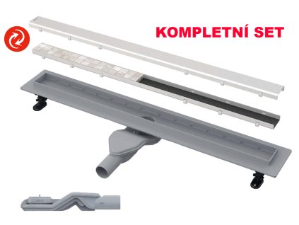 Alcadrain APZ2012 OPTION6-850 Plastový podlahový žlab s otočným sifonem a oboustranným roštem