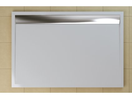 SanSwiss WIA 80 090 50 04 Sprchová vanička obdélníková 80×90 cm bílá, kryt aluchromový
