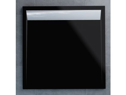 SanSwiss WIQ 090 50 154 Sprchová vanička čtvercová 90×90 cm černá, kryt aluchromový