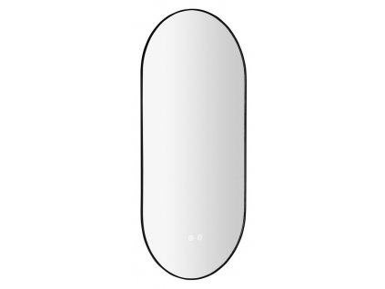 SHARON oválné LED podsvícené zrcadlo 45x90cm, senzor, fólie anti-fog, 3000-6500°K, černá mat