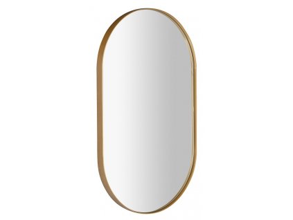 PUNO oválné zrcadlo v kovovém rámu 50x85cm, zlatá mat